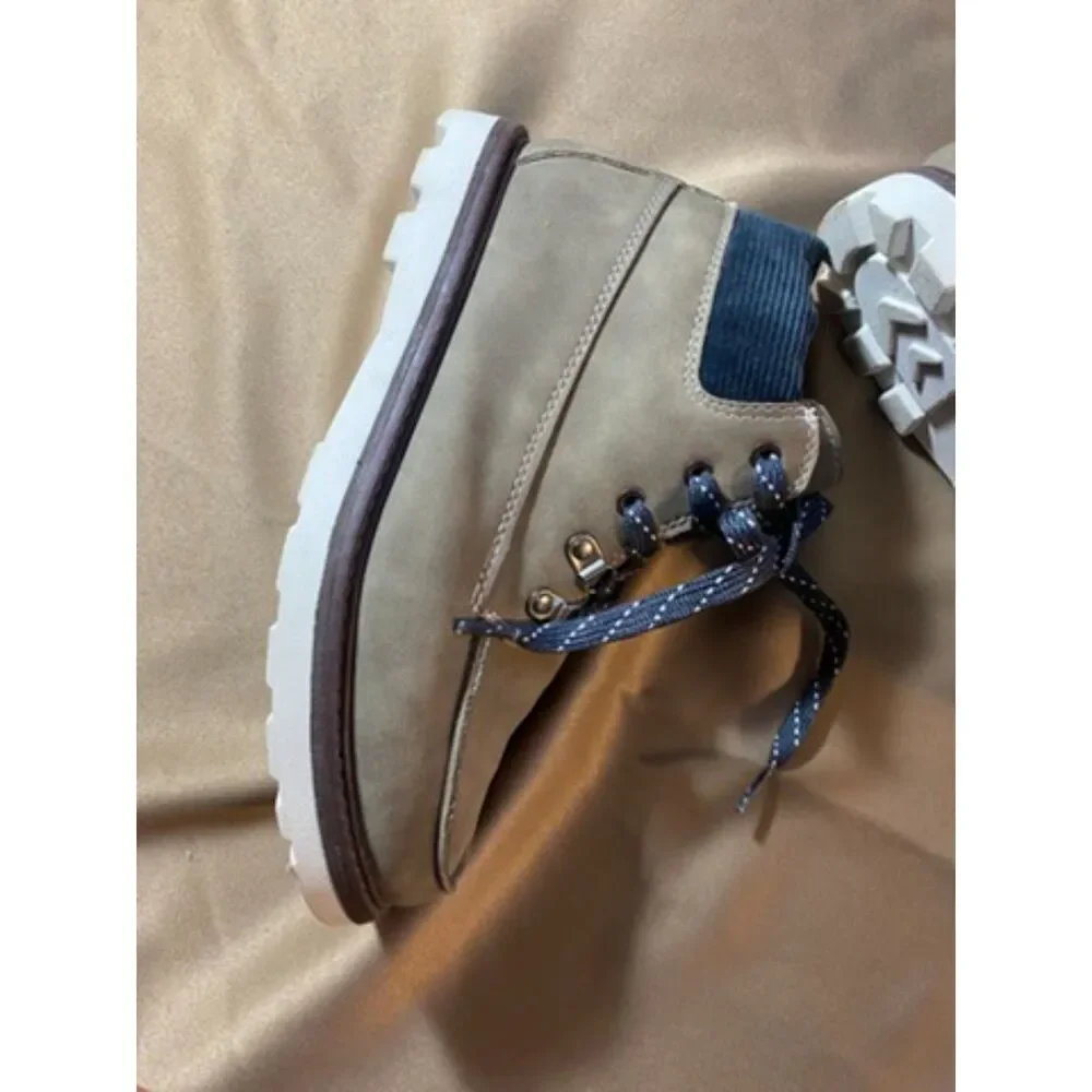 Cat & Jack Kids Hiking Boots Youth Size 5 Taupe Brown Side Zip Lace Up Trl Boots